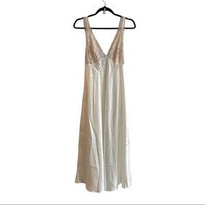 JONES NEW YORK White Lace Sleeveless Long Nightgown Size Small
